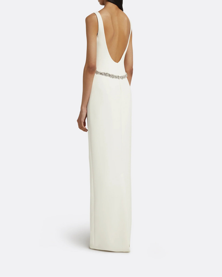 sleeveless column gown with crystal contour embroidery – SERENE