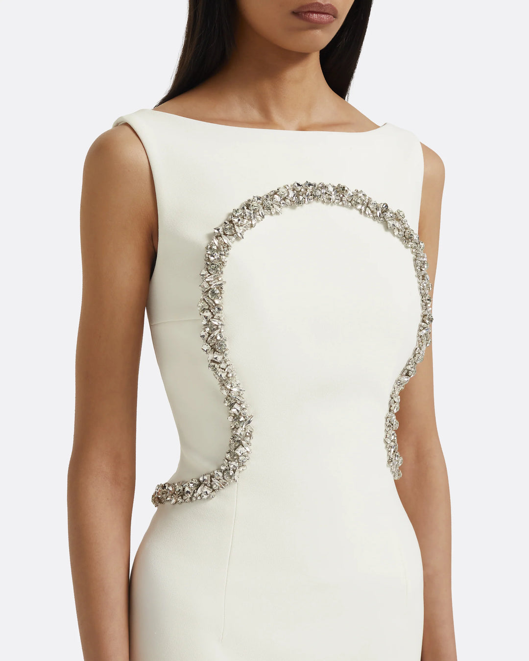 sleeveless column gown with crystal contour embroidery – SERENE