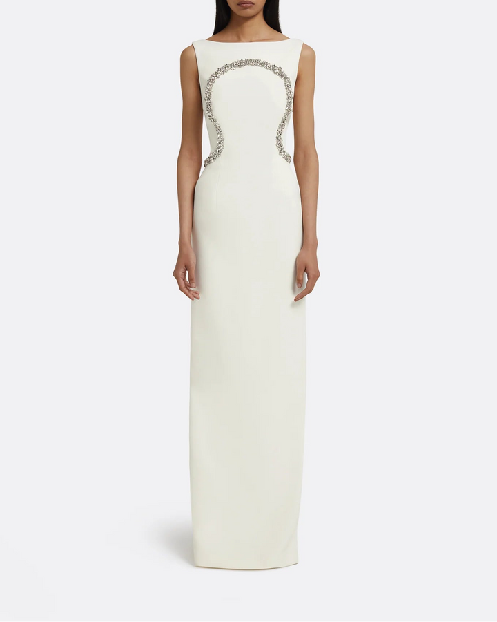 sleeveless column gown with crystal contour embroidery – SERENE