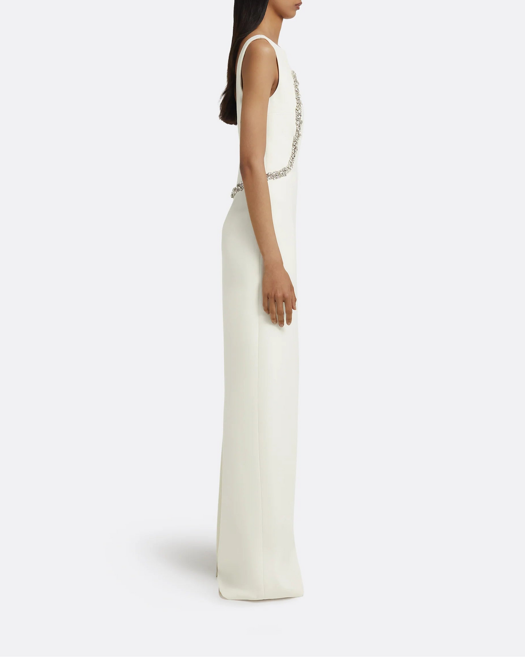 sleeveless column gown with crystal contour embroidery – SERENE