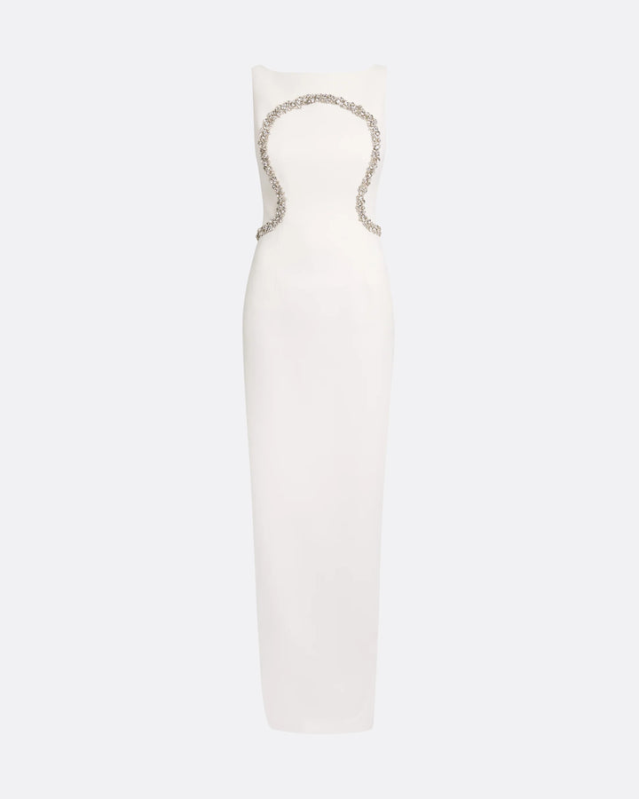 sleeveless column gown with crystal contour embroidery – SERENE