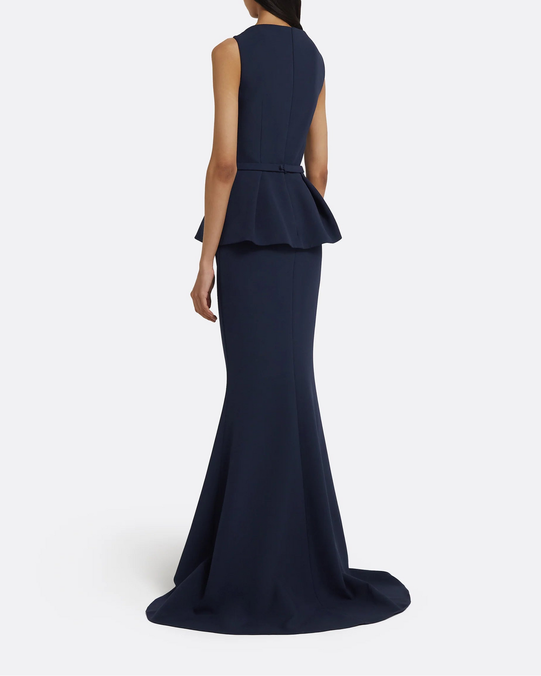 sleeveless mermaid gown with structured peplum – MARITZA