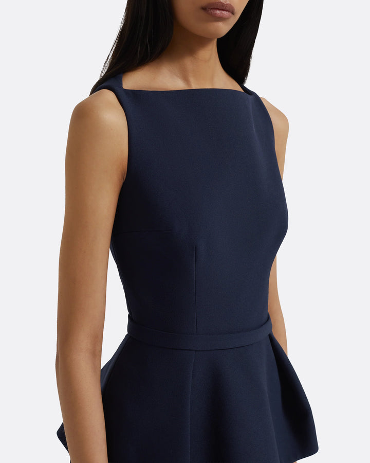 sleeveless mermaid gown with structured peplum – MARITZA