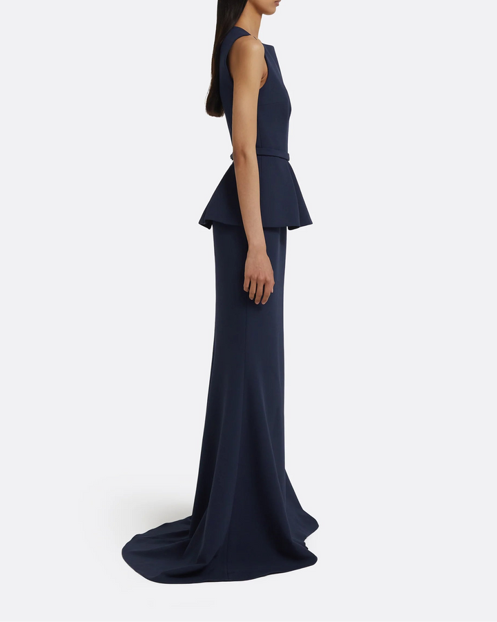 sleeveless mermaid gown with structured peplum – MARITZA