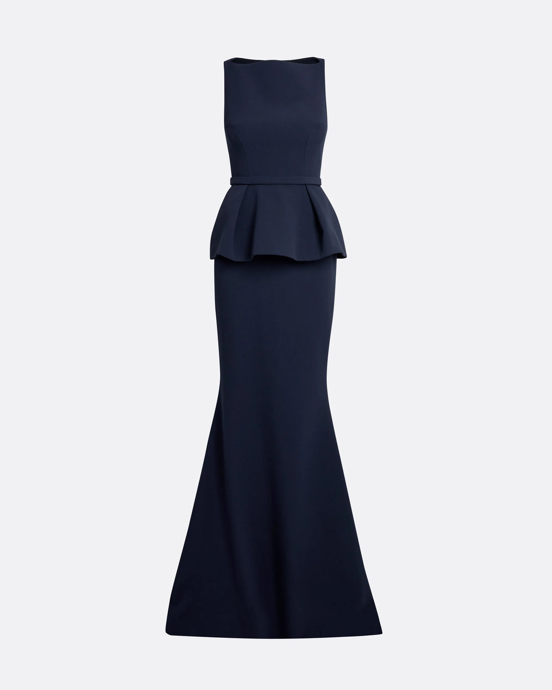 sleeveless mermaid gown with structured peplum – MARITZA