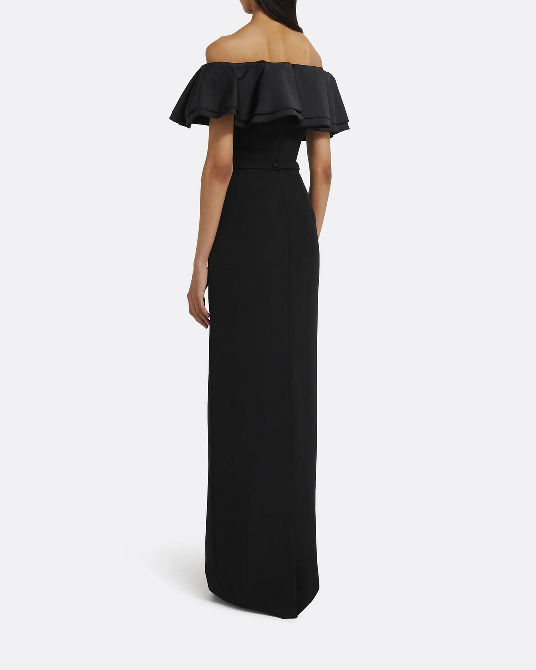 off-shoulder gown with sculpted ruffle neckline – NERIA