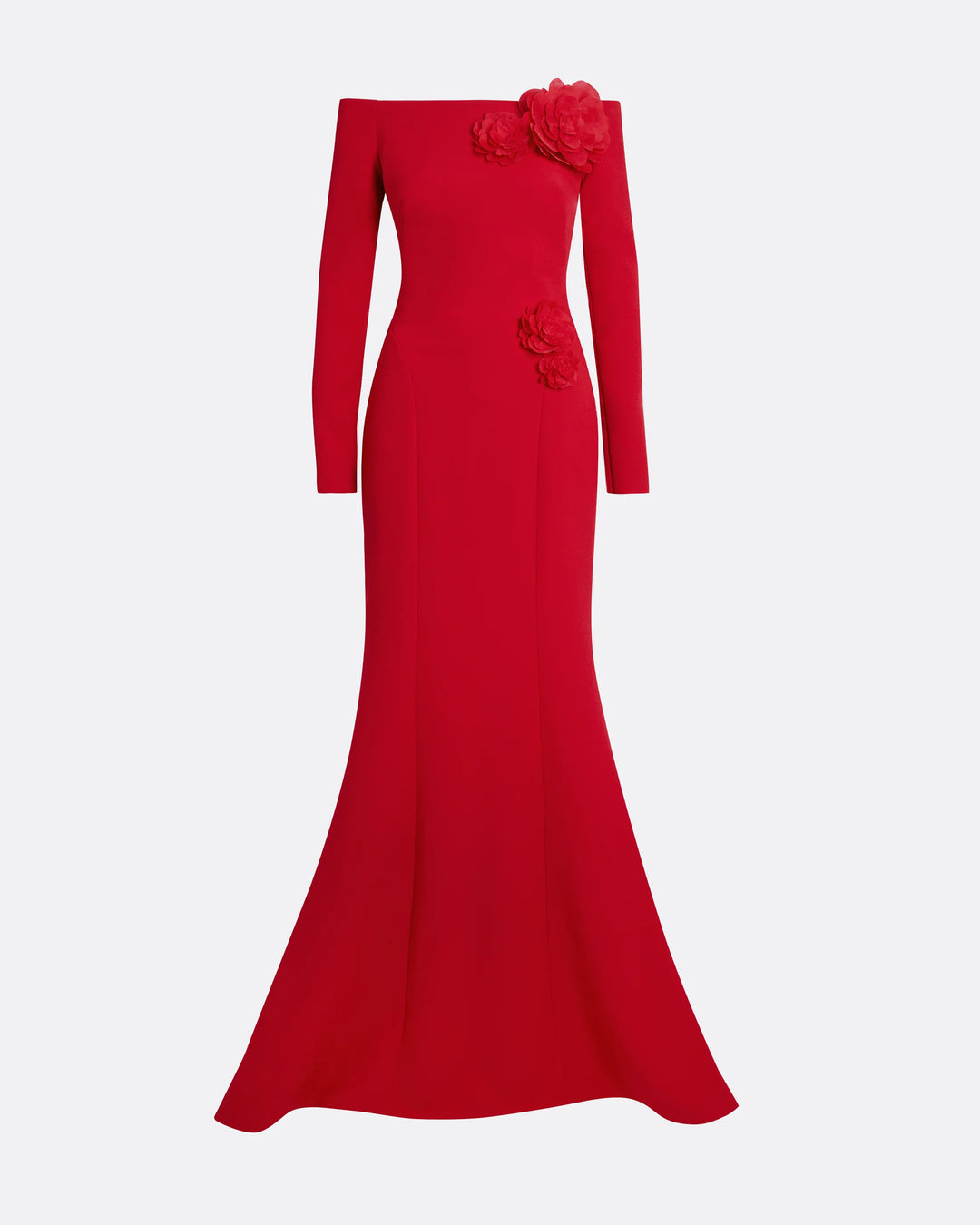 off-shoulder mermaid gown with 3D floral appliqué – RUBINA