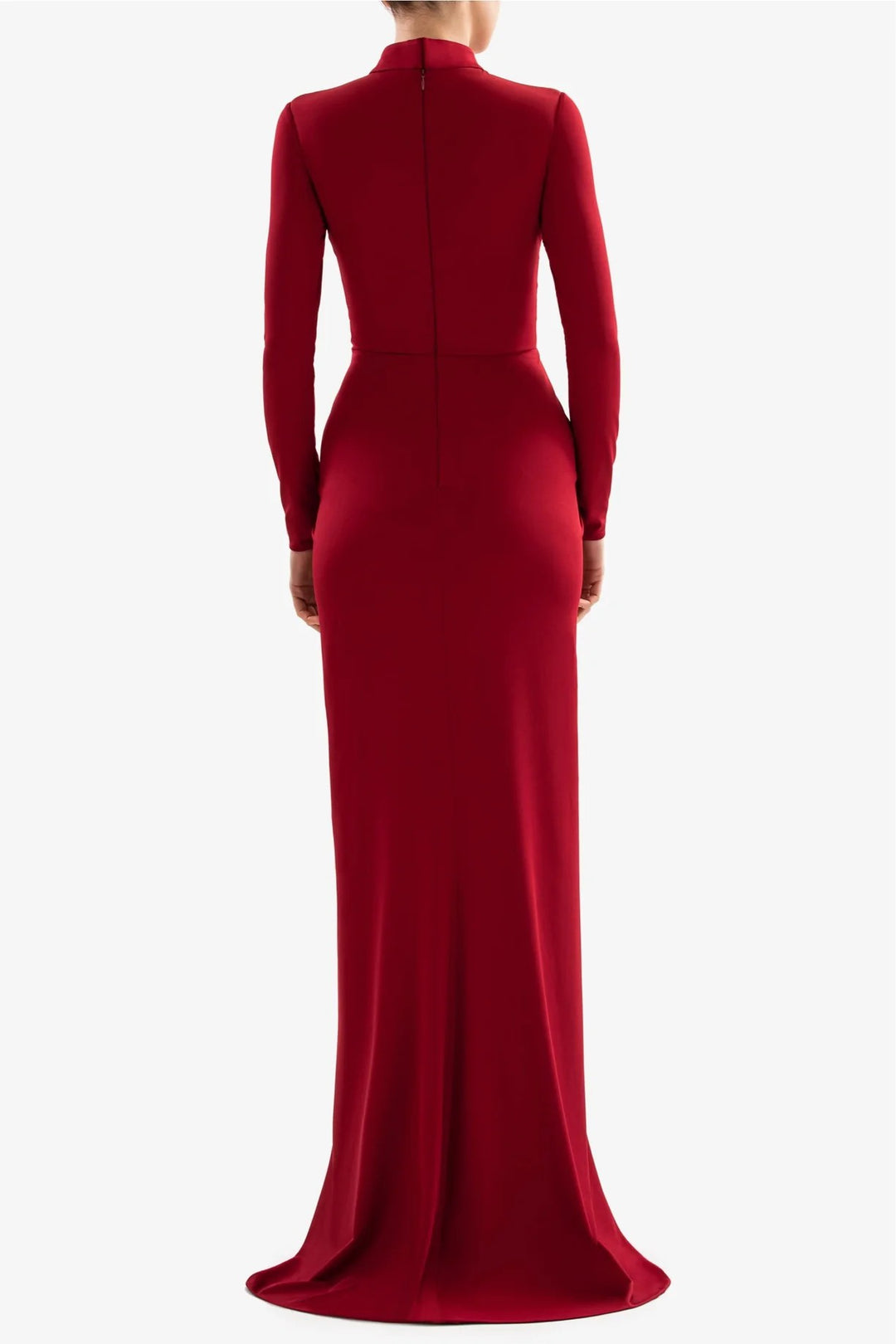 long-sleeve gown with ruched cutout bodice – RAVEN