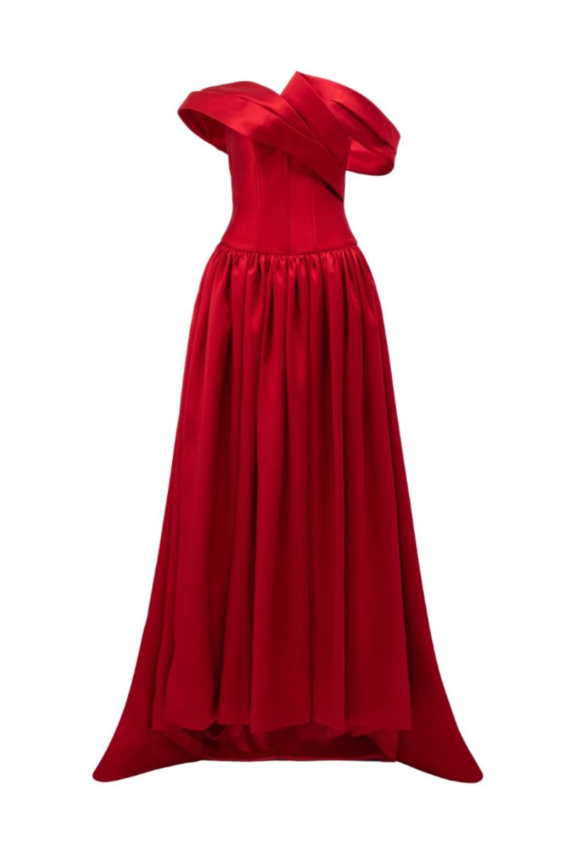 off-shoulder corset gown with gathered skirt – VERONA