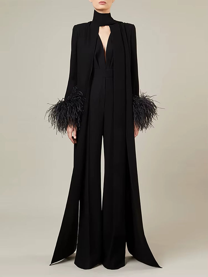 Haut à manches évasées plissées et ensemble jupe longue avec ceinture à la taille – Rosiny 