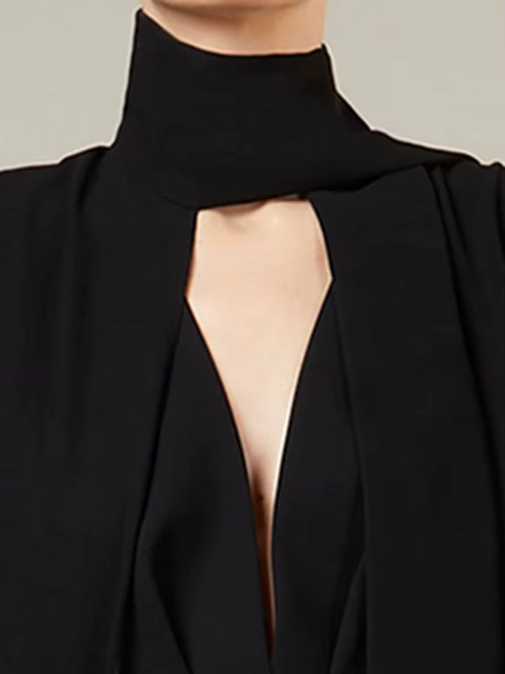 Haut à manches évasées plissées et ensemble jupe longue avec ceinture à la taille – Rosiny 