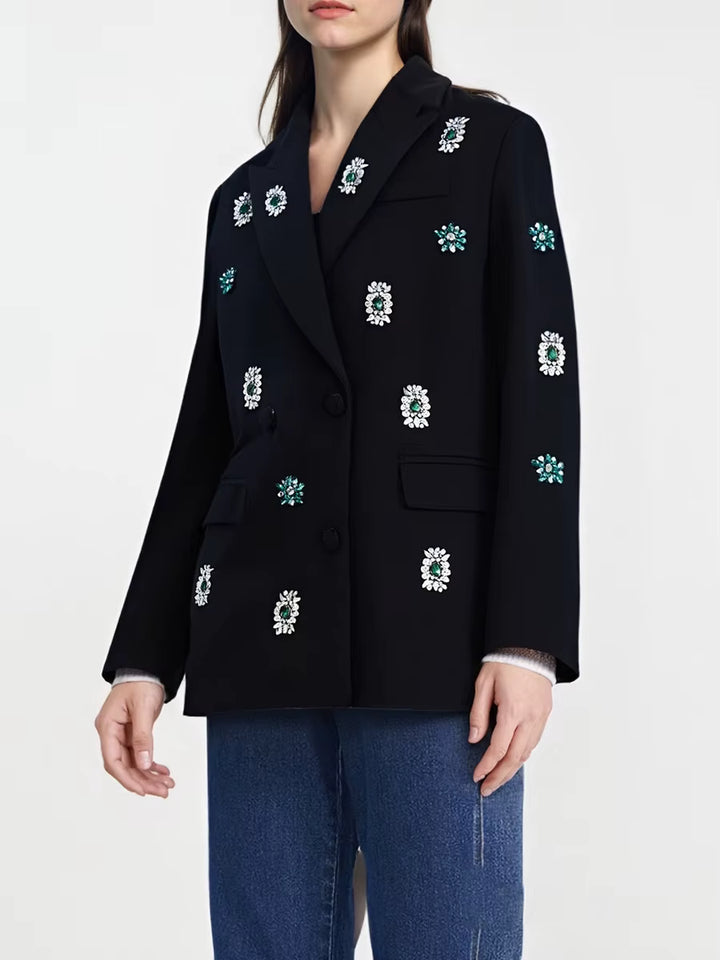 crystal-embellished double-breasted blazer - RESMÉLU