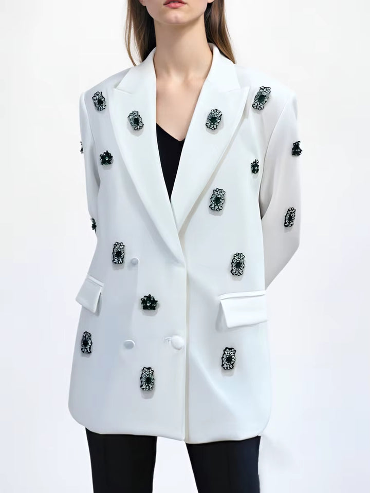 crystal-embellished double-breasted blazer - RESMÉLU
