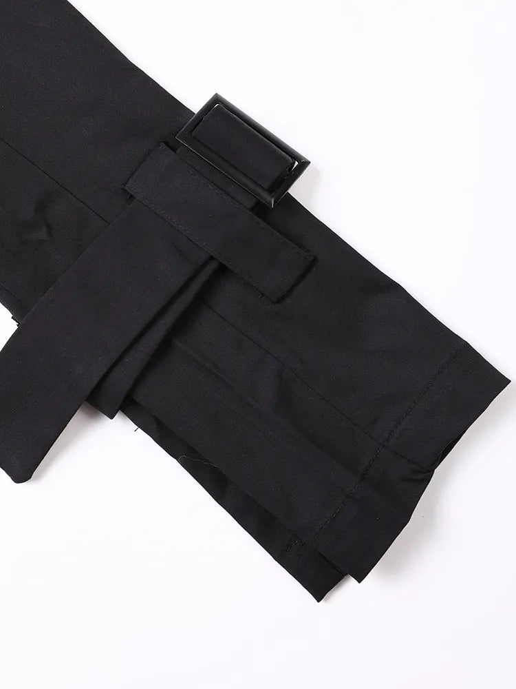 A black coat with a belt.