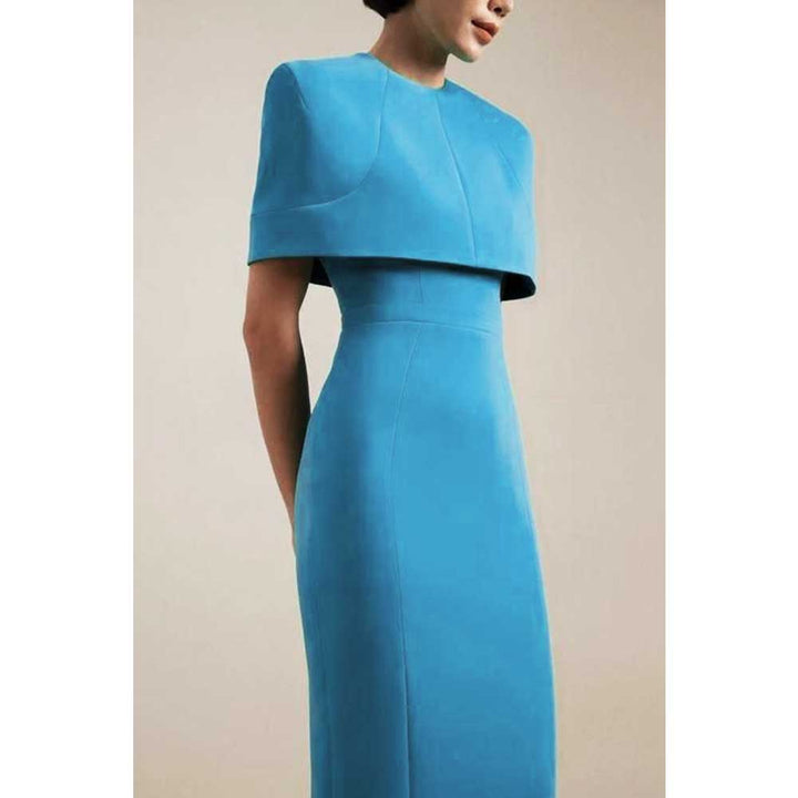 structured cape-sleeve midi dress – DEILIE