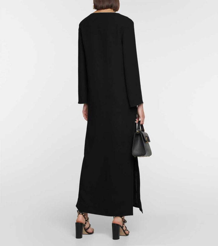 long sleeve column dress with v-slit neckline – ASHALEI