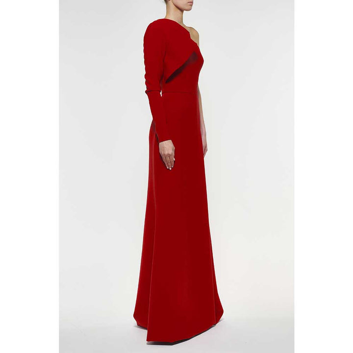 one-shoulder gown with sculpted ruffle – SILIIE