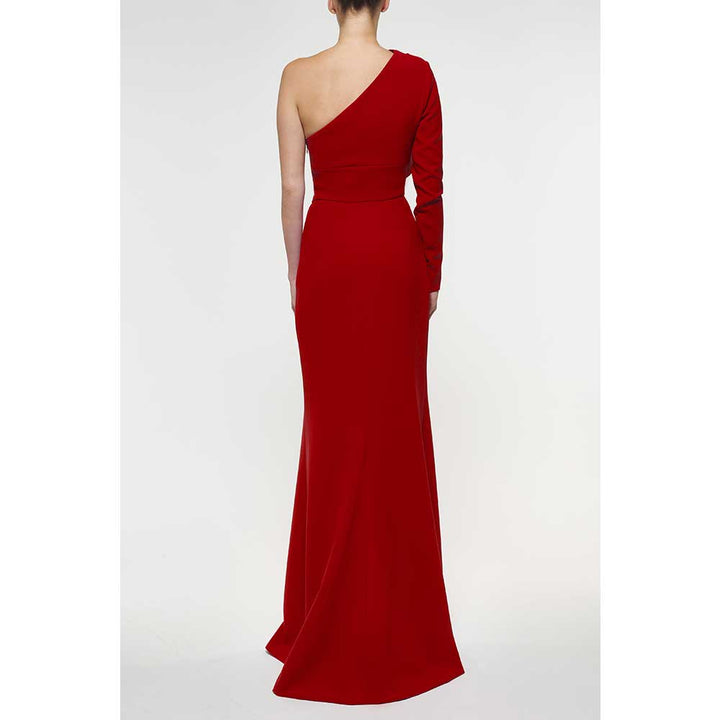 one-shoulder gown with sculpted ruffle – SILIIE