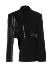 Asymmetric contrast blazer with sculpted lapel – ECLIPSE