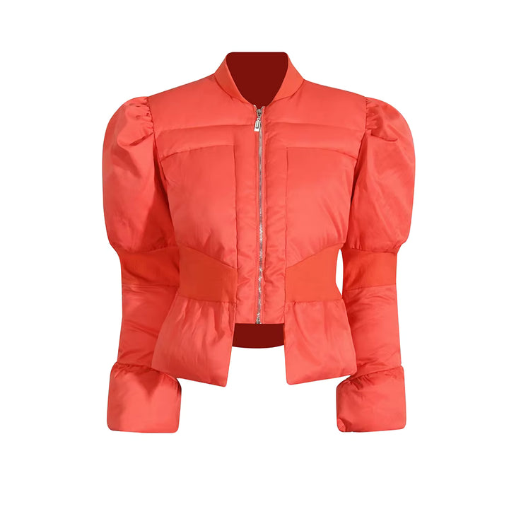 puff-sleeve cropped padded jacket with zip front – ARDENALI