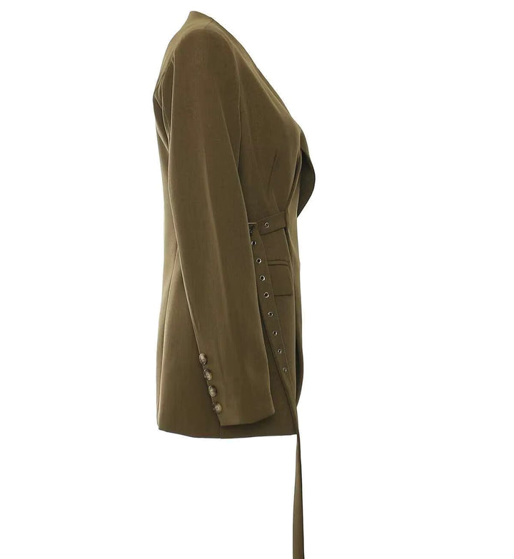 Plissiertes Oberteil mit ausgestellten Ärmeln und Maxirock-Set mit Taillengürtel – Rosiny 