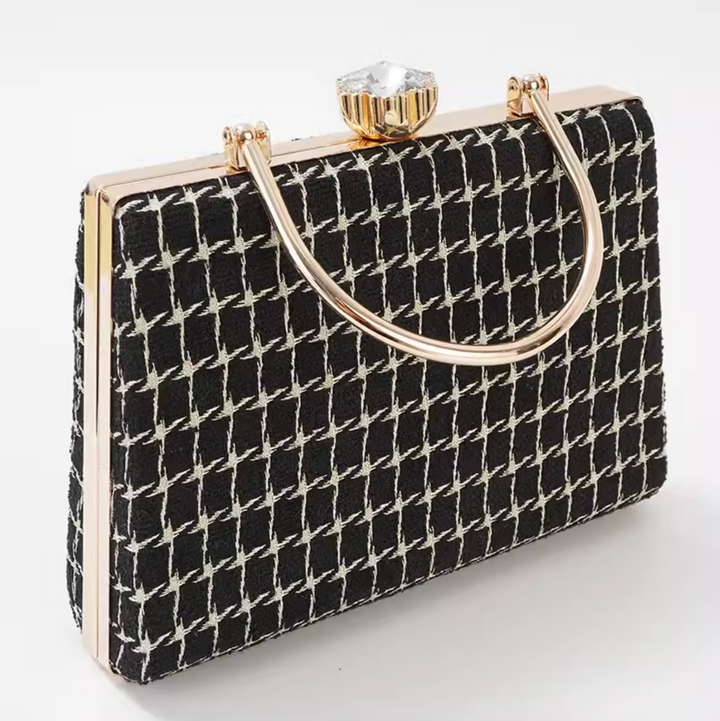 Textured Classic Metallic Handle Bag