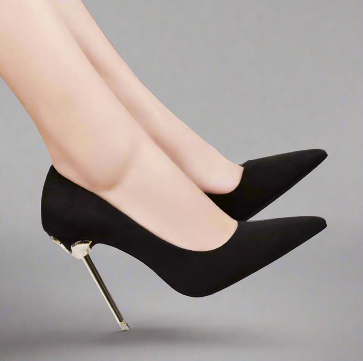High-Heeled Stiletto Shoe with Metallic Heel
