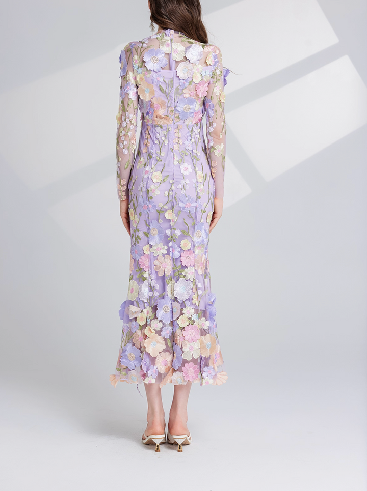 floral embroidered tulle midi dress – BLOSE