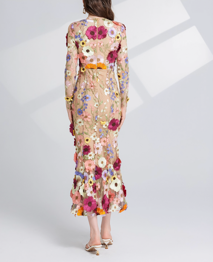 floral embroidered tulle midi dress – BLOSE