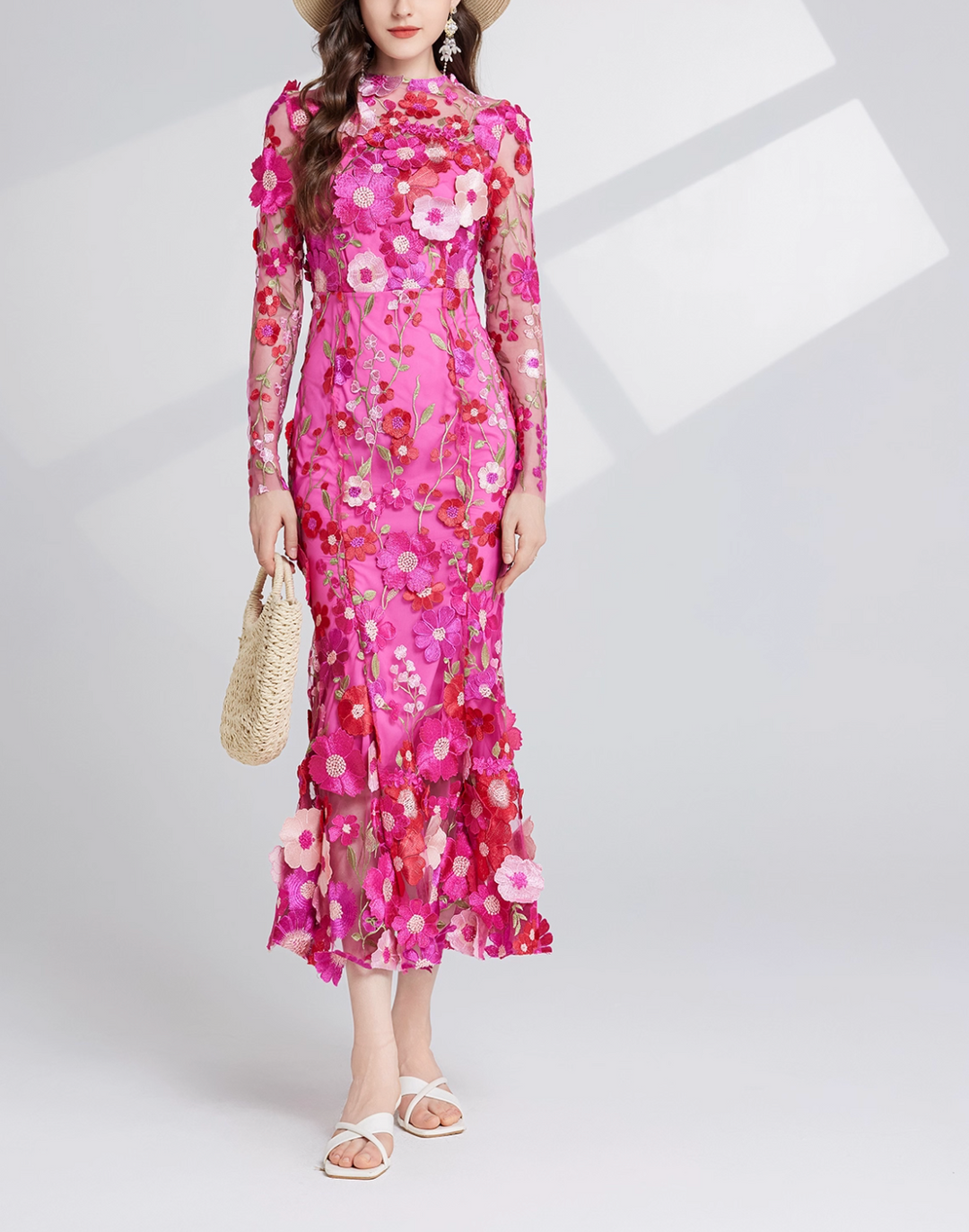 floral embroidered tulle midi dress – BLOSE