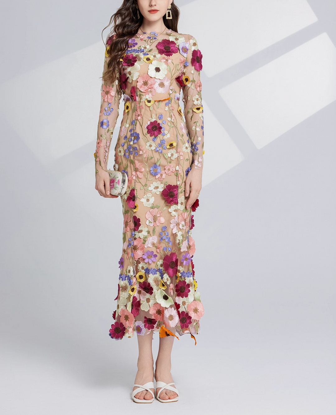 floral embroidered tulle midi dress – BLOSE