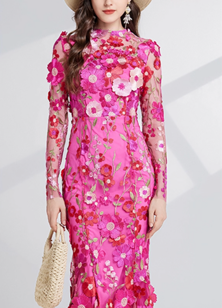 floral embroidered tulle midi dress – BLOSE