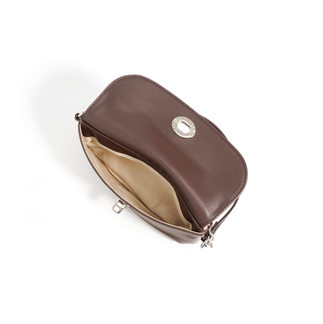 suede flap shoulder bag with twist lock – COCOA