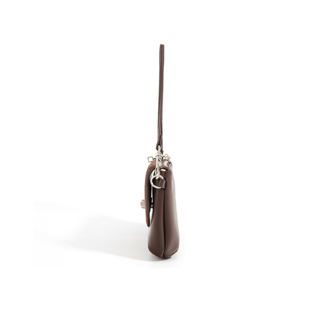 suede flap shoulder bag with twist lock – COCOA