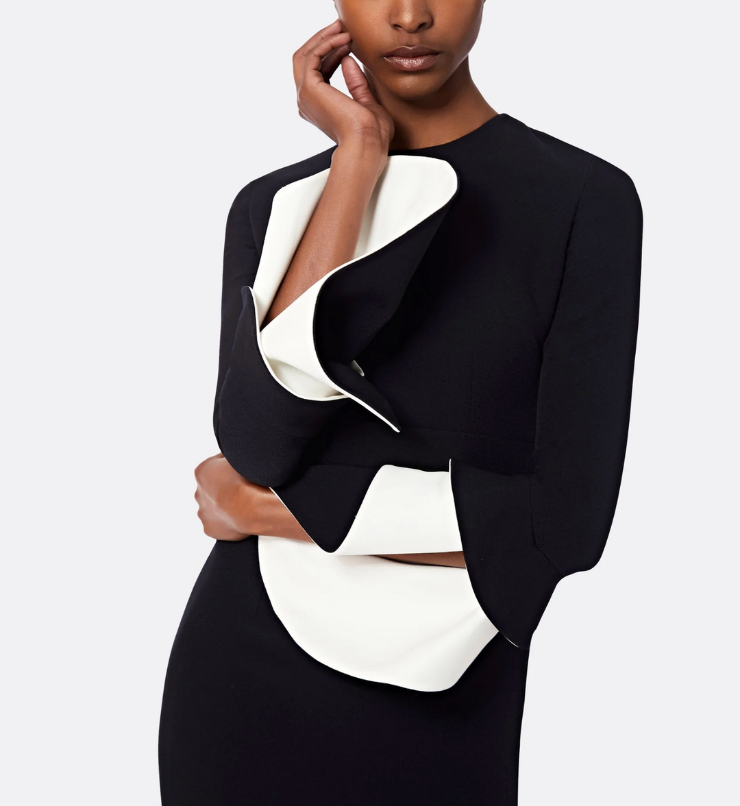 long-sleeve fishtail gown with contrast cuff flares – NOLED –