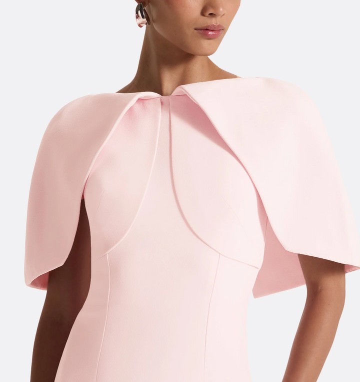 midi sheath dress with sculpted cape overlay – BLOSIE