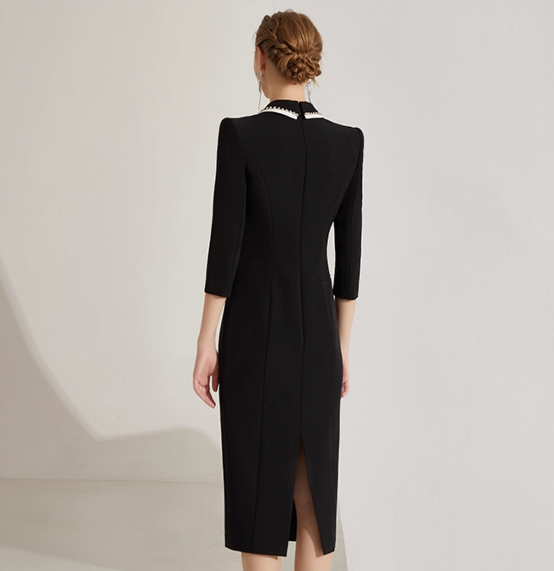 op maat gemaakte flare-pak met satijnen pofmouwen – VALENCIA 