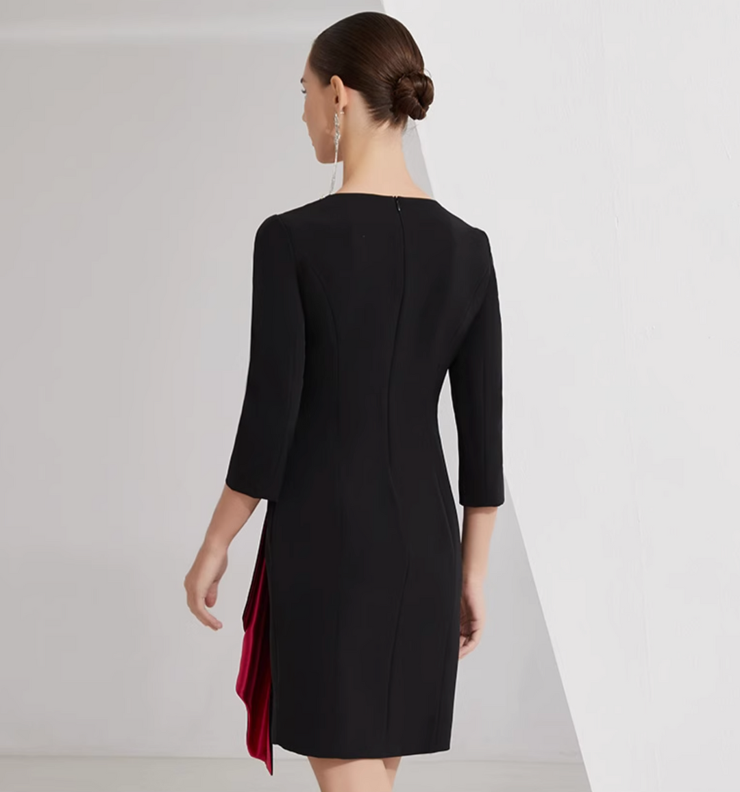 asymmetrical blazer dress with satin rose detail – FOUER