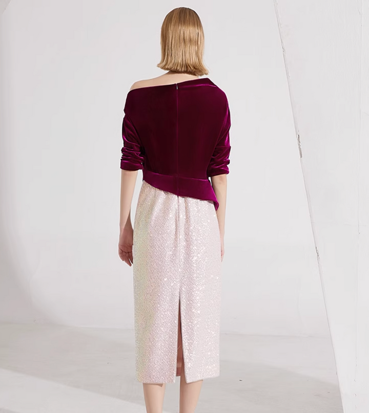 op maat gemaakte flare-pak met satijnen pofmouwen – VALENCIA 