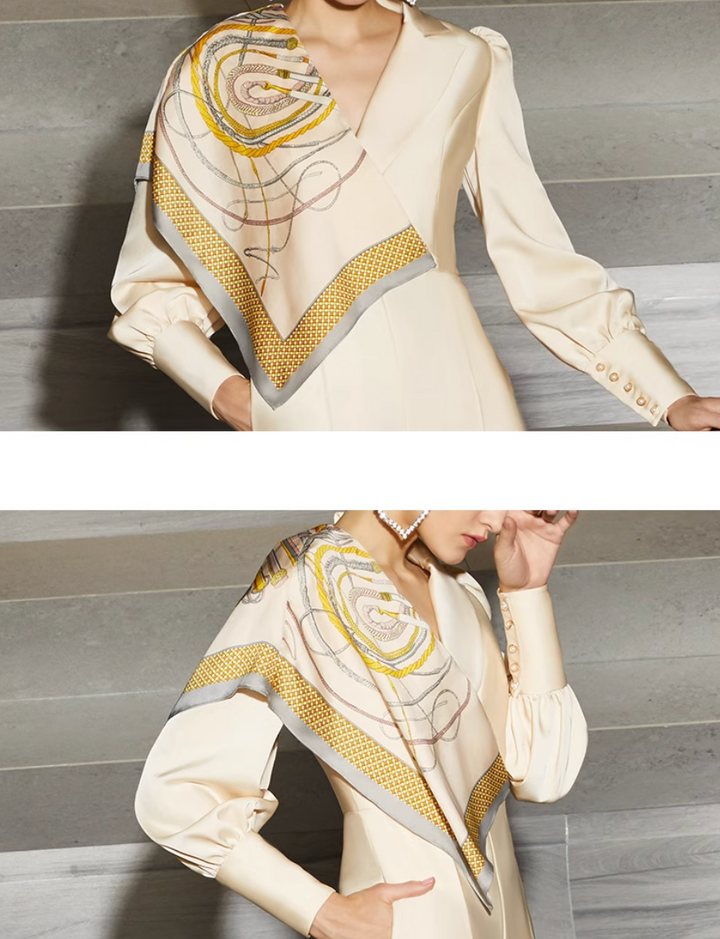 wide-leg jumpsuit with silk scarf detail – NOIR ET