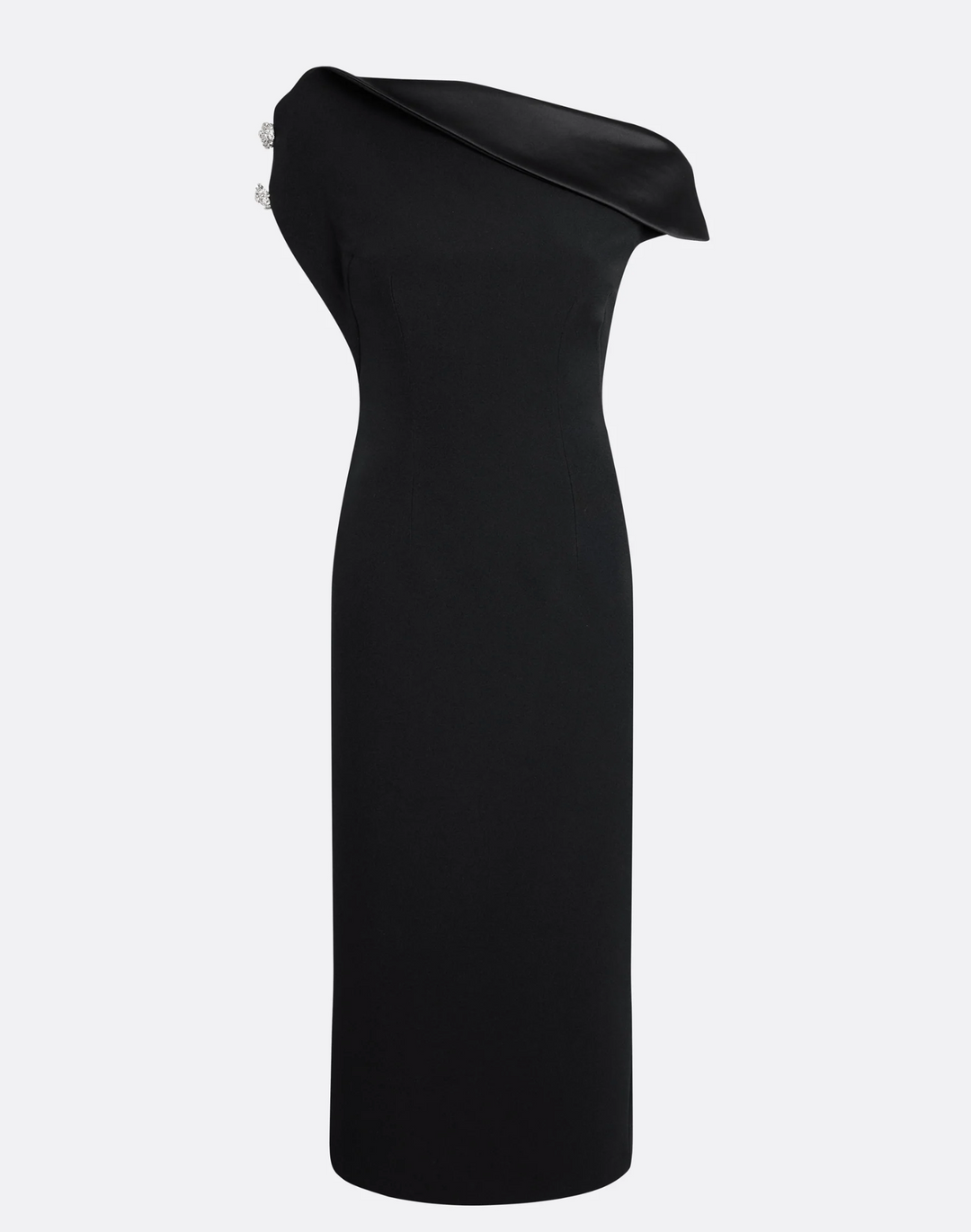 asymmetric off-shoulder midi dress with satin fold – SERIIYE
