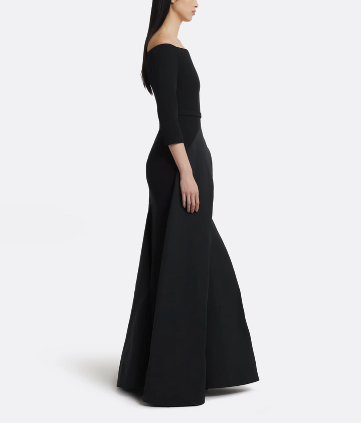 off-shoulder gown with draped slit skirt – NOLEIN