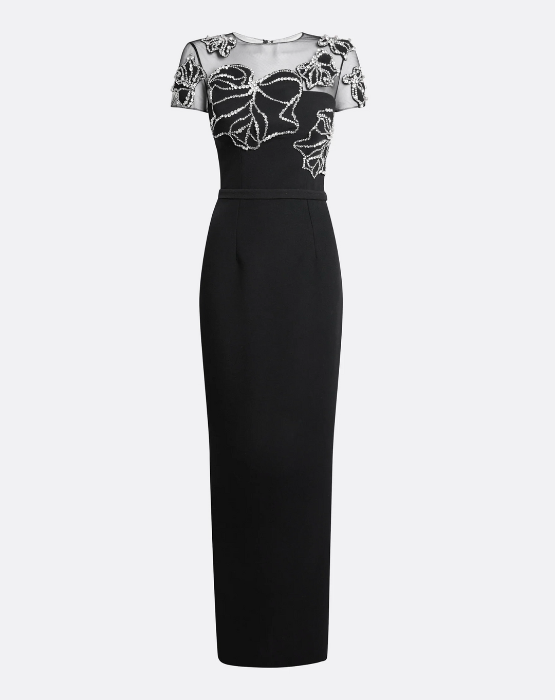 embroidered illusion gown with beaded floral motifs – SELENE