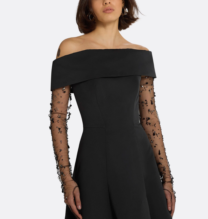 off-shoulder A-line gown – MIDNIGHT