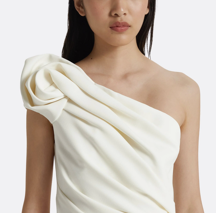 one-shoulder midi dress with draped detail – SIYAN