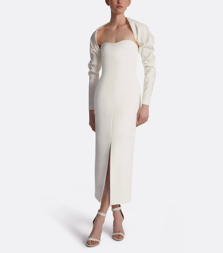 strapless column gown with bolero sleeves – PEARL