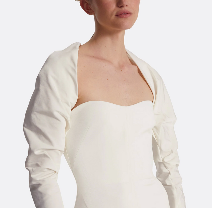 strapless column gown with bolero sleeves – PEARL