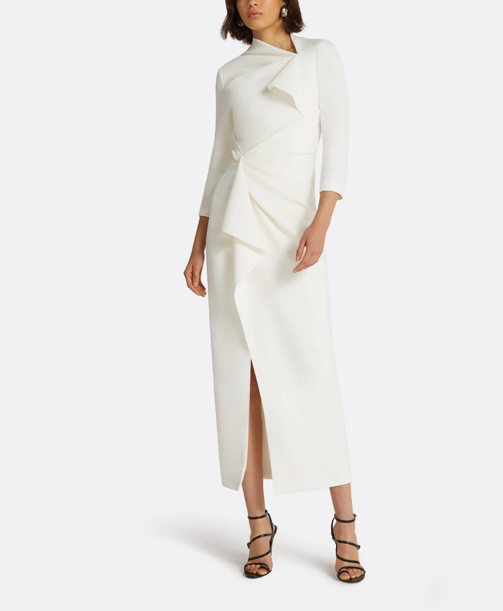 long-sleeve gown with sculpted drape – FONIIE