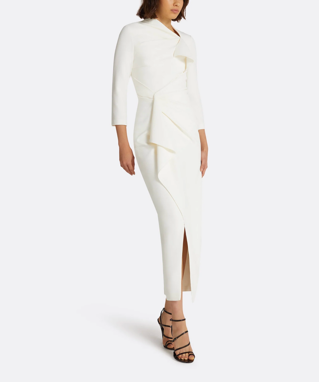 long-sleeve gown with sculpted drape – FONIIE