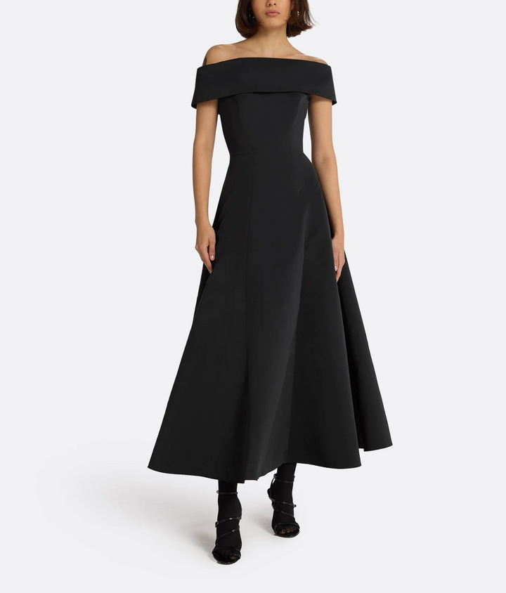 off-shoulder A-line gown – MIDNIGHT